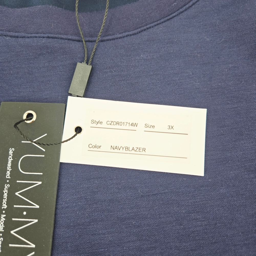 Cable & Gauge NWT Navy Blue T-Shirt Dress‎ Drawstring Waist Plus Size 3X - Picture 6 of 10